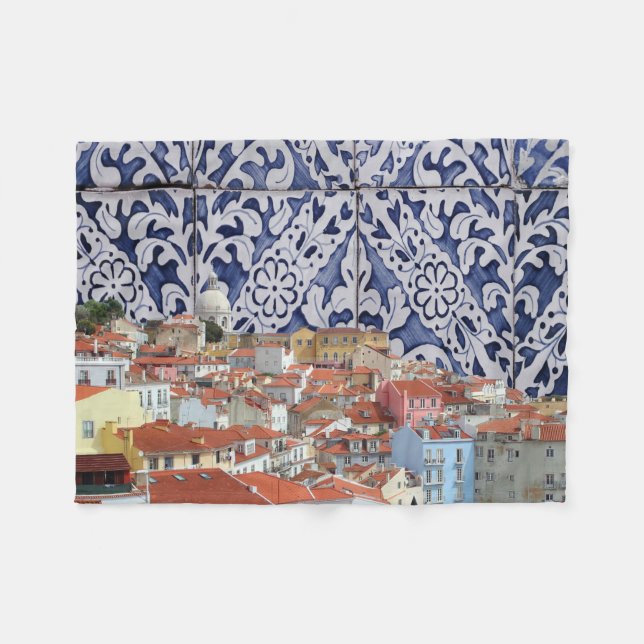 Portugiesische Tiles Montage in Lissabon - Azulejo Fleecedecke (Vorderseite (Horizontal))