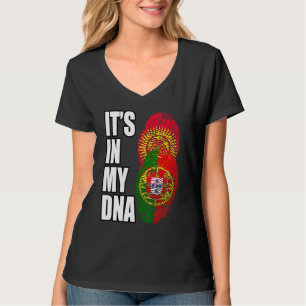 Portugiesische und kirgisische Mix-DNA-Flagge T-Shirt