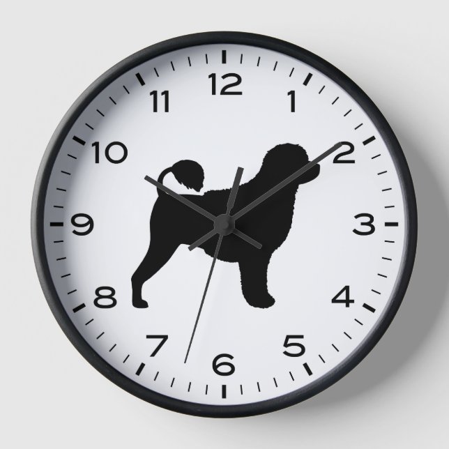 Portugiesische Wasser-Hund-Silhouette Uhr (Vorderseite)