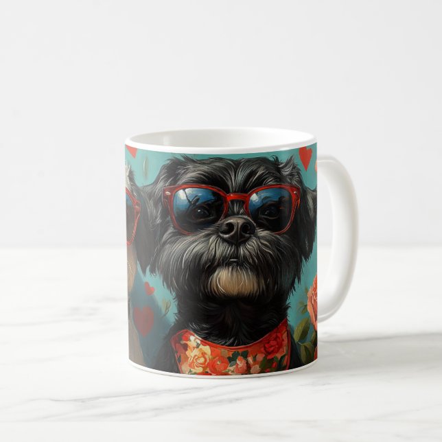 Portugiesische Wasserhunde Herzklopfe Rose Valenti Kaffeetasse (VorderseiteRechts)