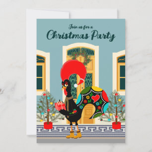 Portugiesische Weihnachtshausparty mit Hahn Einladung