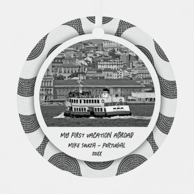 Portugiesische Wellen Kopfstein Erster Urlaub Ornament Aus Metall (Vorderseite)