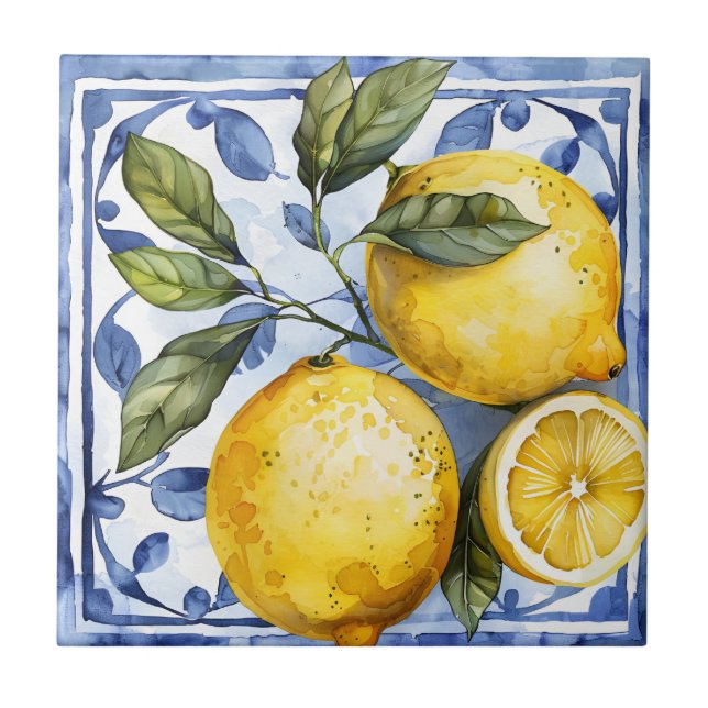 Portugiesische Zitrone Mediterran  Fliese (Vorderseite)