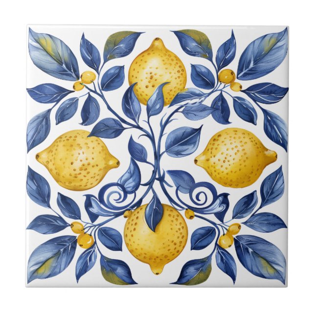 Portugiesische Zitrone Mediterran  Fliese (Vorderseite)