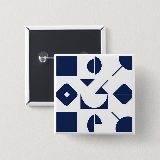 Portugiesischer Azulejo-Geometrisches Muster Knopf Button (Vorne & Hinten)