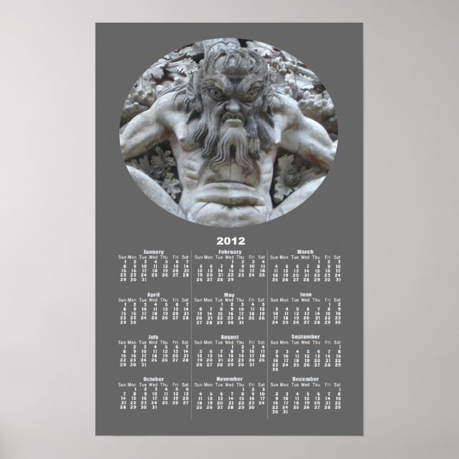 Portugiesischer Gargoyle-Kalender ~ Druck Poster (Vorne)
