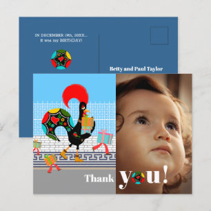 Portugiesischer Hahn Geburtstagsfeier Danke Postkarte