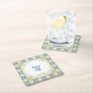 Portugiesischer hübscher Fliesenrahmen für Weihnac Rechteckiger Pappuntersetzer