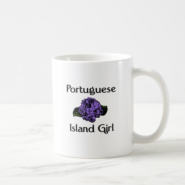 Portugiesischer Insel-Mädchen ~ BlauHydrangea Kaffeetasse (Rechts)
