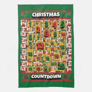 Portugiesischer Podengo Countdown Weihnachten Adve Geschirrtuch