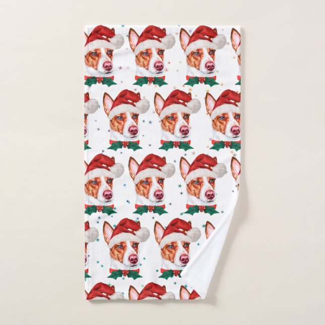 Portugiesischer Podengo Dog Breed Christmas Stars Handtuch (Handtuch)