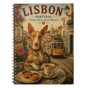 Portugiesischer Podengo in Lissabon Vintage-Reise Notizblock