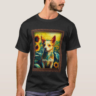 Portugiesischer Podengo Pequeno malt Sonnenblumenb T-Shirt