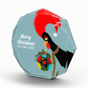 Portugiesischer Rooster Holly Weihnachtsbauble Fotoblock