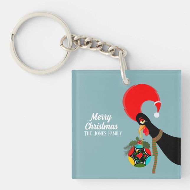 Portugiesischer Rooster und heilige Weihnachtsbaub Schlüsselanhänger (Vorderseite)