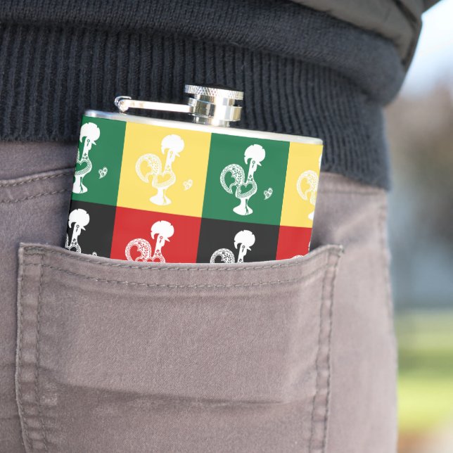 Portugiesischer Rooster von Barcelos farbenprächti Flachmann (Beispiel)