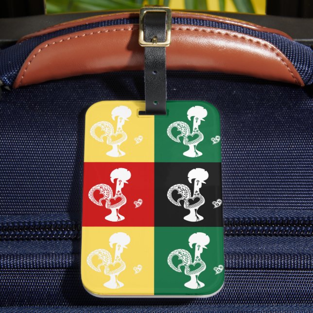 Portugiesischer Rooster von Barcelos farbenprächti Gepäckanhänger (Vorderseite Insitu 2)