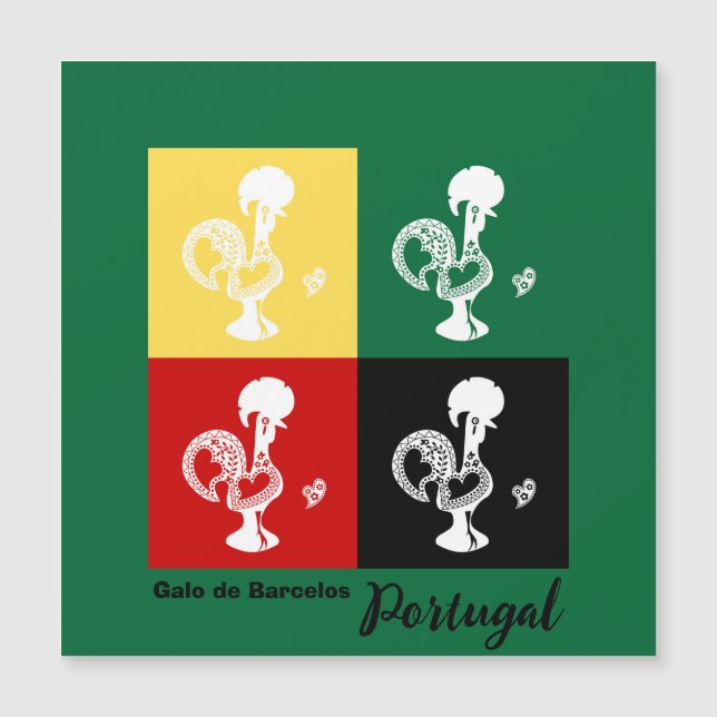 Portugiesischer Rooster von Barcelos farbenprächti Magnetkarte (Vorderseite)