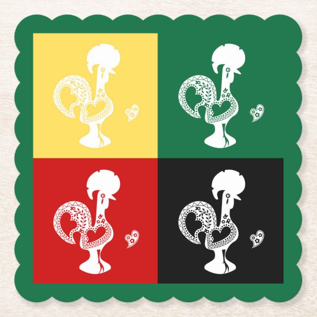 Portugiesischer Rooster von Barcelos farbenprächti Untersetzer (Vorderseite)
