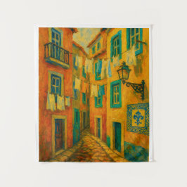 Portugiesischer Straßenkunst-Teppich – Farbintensi Wandteppich