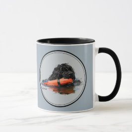 Portugiesischer Wasser-Hund mit orange Stoßdämpfer Tasse