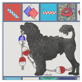 Portugiesischer Wasser-Hundeschwarz-Löwe - Stoff
