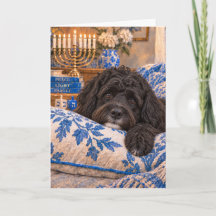 Portugiesischer Wasserhund Chanukka-Grußkarte