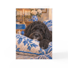 Portugiesischer Wasserhund Chanukka-Grußkarte