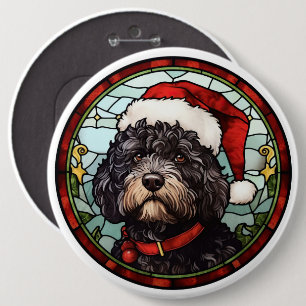 Portugiesischer Wasserhund Festgläserweihnachtsfes Button