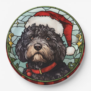 Portugiesischer Wasserhund Festgläserweihnachtsfes Pappteller