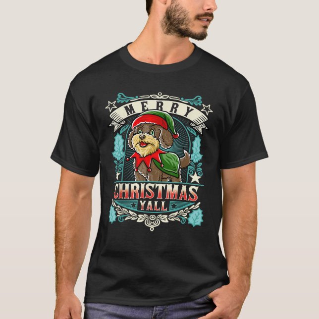 Portugiesischer Wasserhund frohe Weihnachten Y all T-Shirt (Vorderseite)