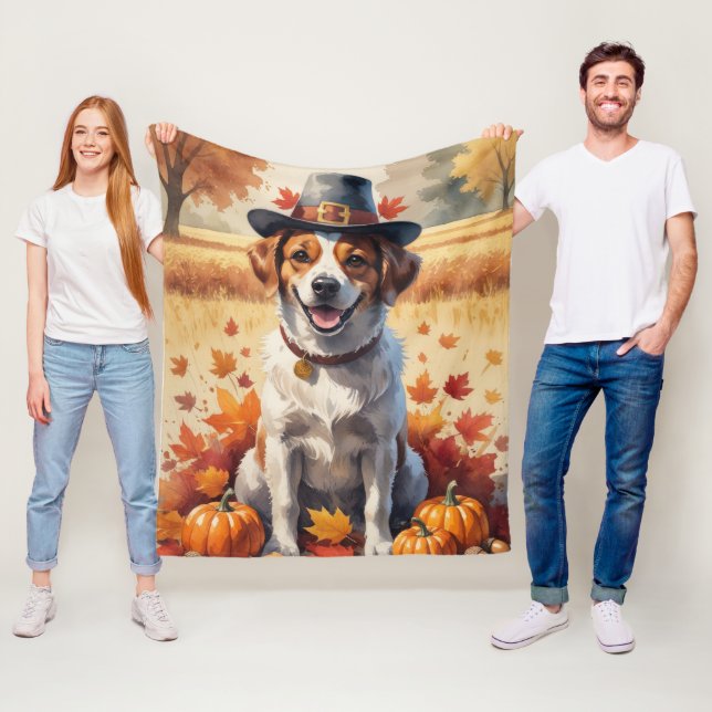 Portugiesischer Wasserhund im Herbst verlässt Ernt Fleecedecke (Beispiel)