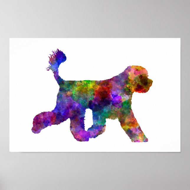 Portugiesischer Wasserhund in Aquarell Poster (Vorne)