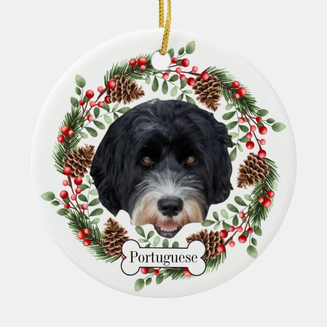 portugiesischer Wasserhund Keramik Ornament (Vorne)