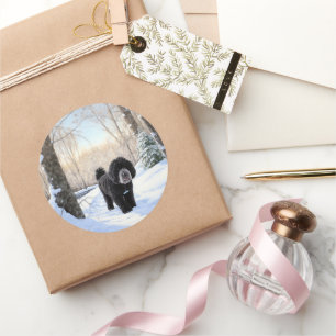 Portugiesischer Wasserhund lässt es zu Weihnachten Runder Aufkleber