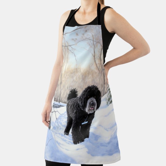 Portugiesischer Wasserhund lässt es zu Weihnachten Schürze (InSitu)