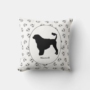 Portugiesischer Wasserhund Silhouette Schwarz/Wei Kissen