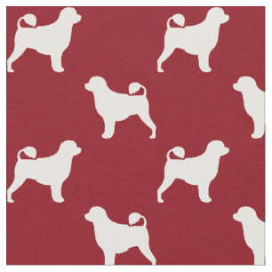 Portugiesischer Wasserhund Silhouetten Rot und Wei Stoff