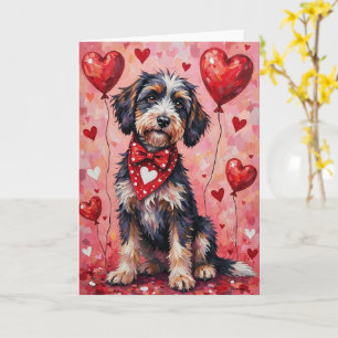 Portugiesischer Wasserhund Valentinstag mit Herzen Karte