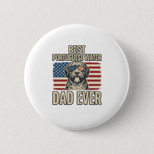 Portugiesischer Wasserhund-Vater Patriotisch Vinta Button
