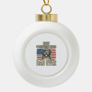 Portugiesischer Wasserhund-Vater Patriotisch Vinta Keramik Kugel-Ornament
