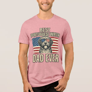 Portugiesischer Wasserhund-Vater Patriotisch Vinta Tri-Blend Shirt