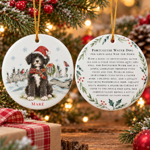 Portugiesischer Wasserhund Wasserfarbe Rasse Zitat Keramik Ornament