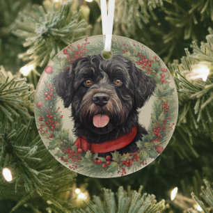 Portugiesischer Wasserhund Weihnachten Ornament Aus Glas