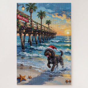 Portugiesischer Wasserhund Weihnachten Strandprome Puzzle