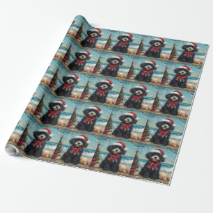 Portugiesischer Wasserhund Weihnachten Vintage Str Geschenkpapier