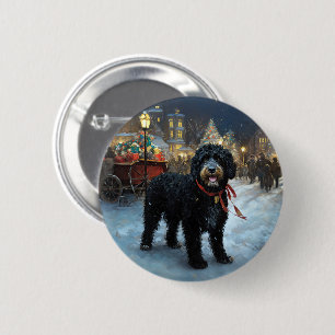 Portugiesischer Wasserhund Weihnachten Weihnachtsz Button