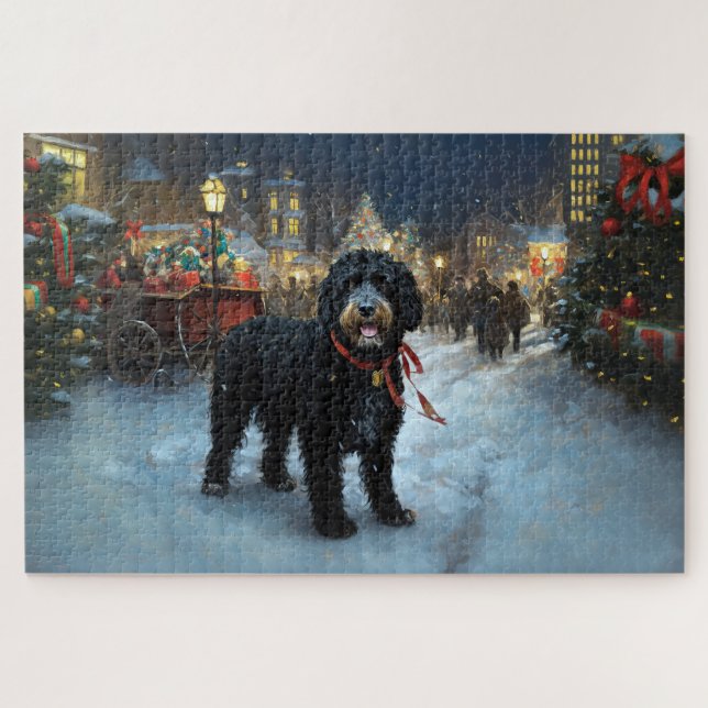Portugiesischer Wasserhund Weihnachten Weihnachtsz Puzzle (Horizontal)