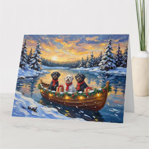 Portugiesischer Wasserhund Weihnachtsboot Urlaub Karte