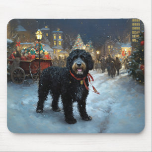 Portugiesischer Wasserhund Weihnachtsfestzeit Mousepad